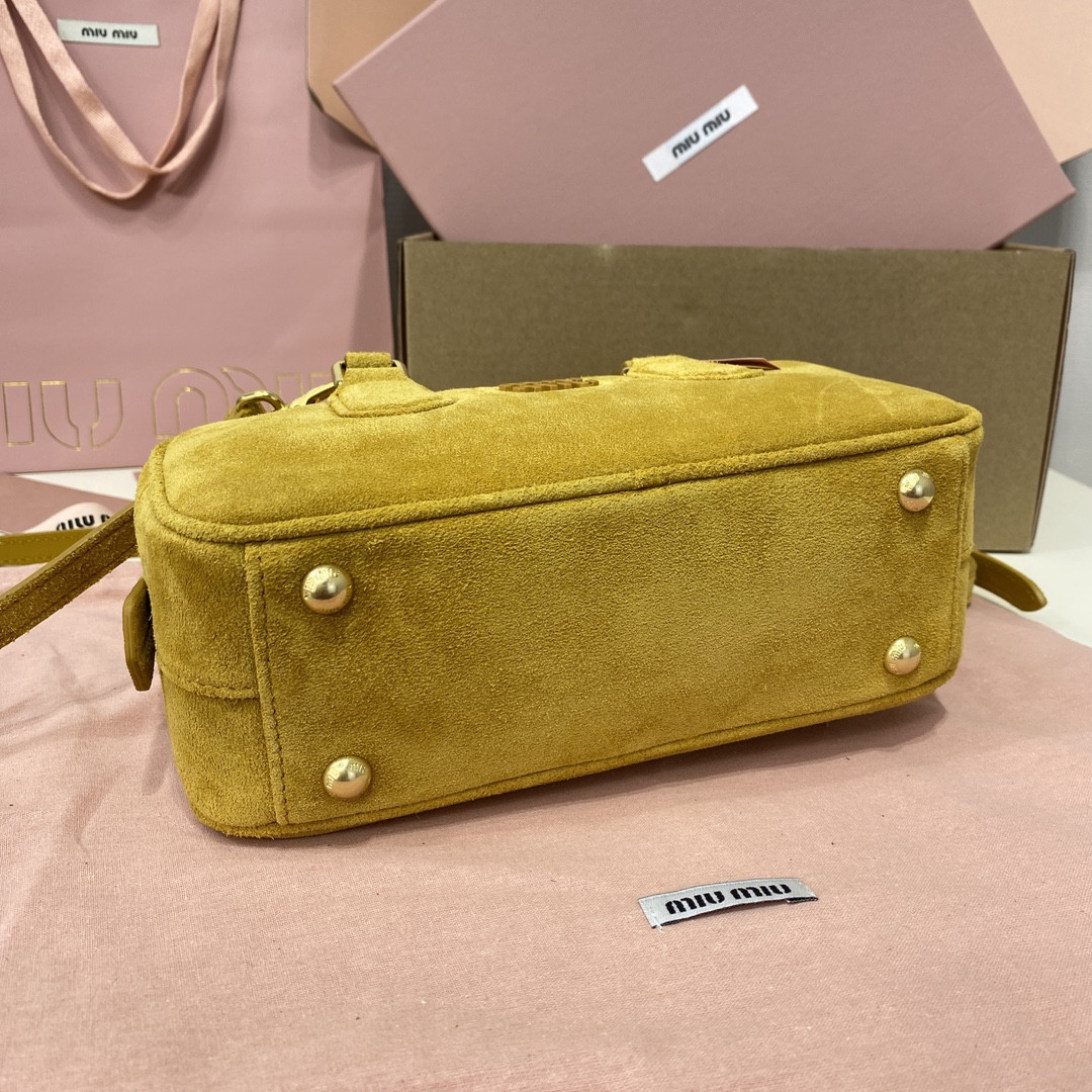 Miu Miu Arcadie padded suede top-handle bag 22X10.5X7.5cm