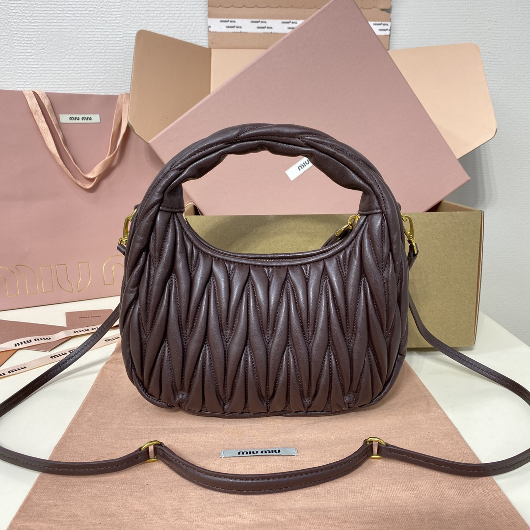 Miu Miu Wander matelassé nappa leather hobo bag 17x20x6cm