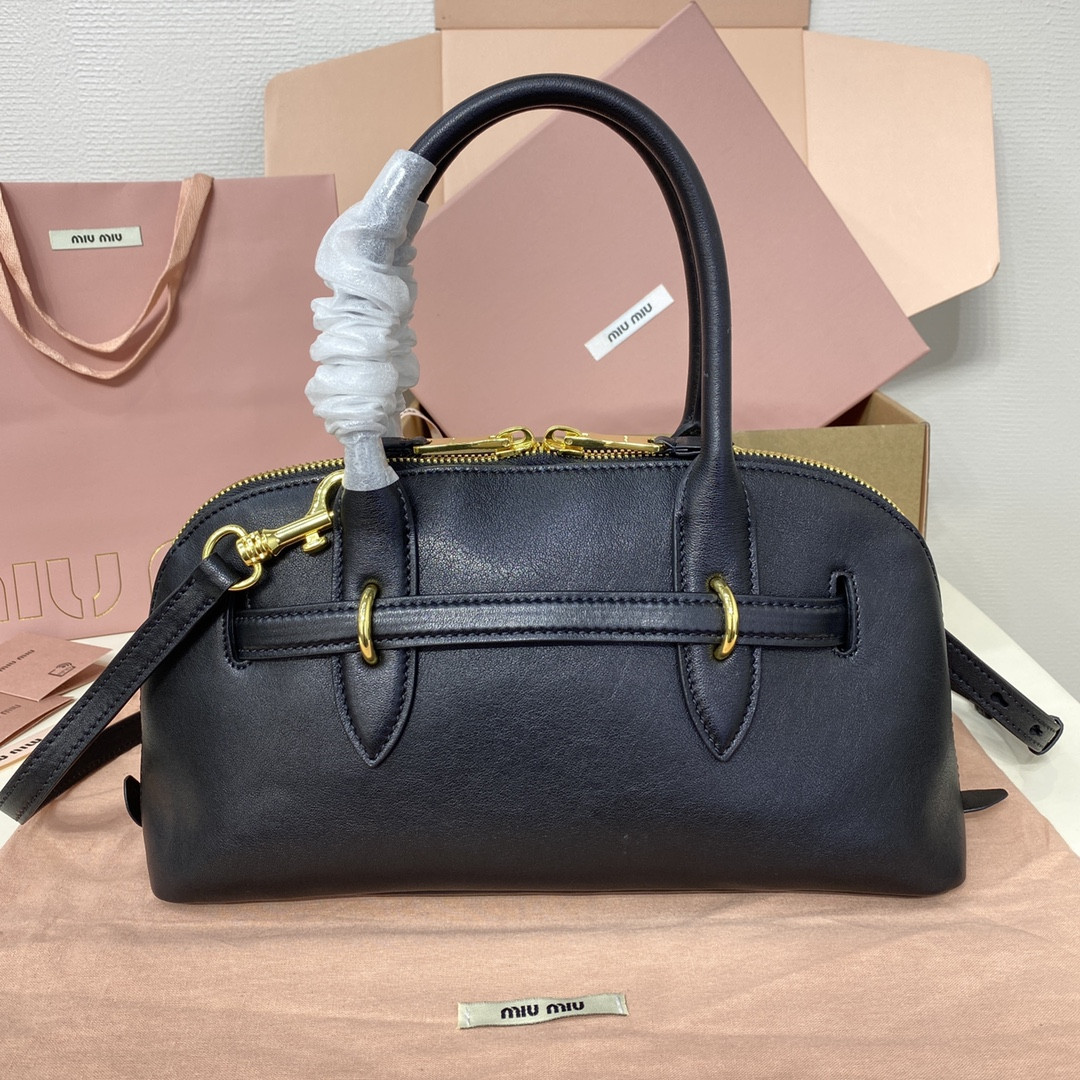 Miu Miu Aventure nappa leather top-handle bag 17x33x11cm