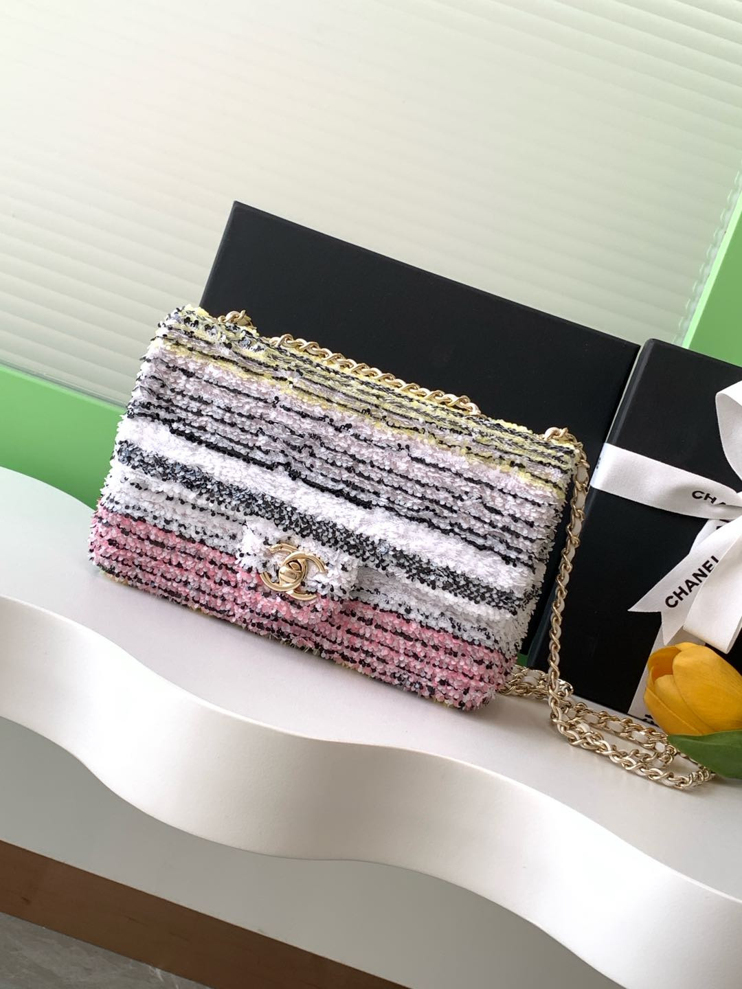 Ch*el flap bag 14x21x8cm
