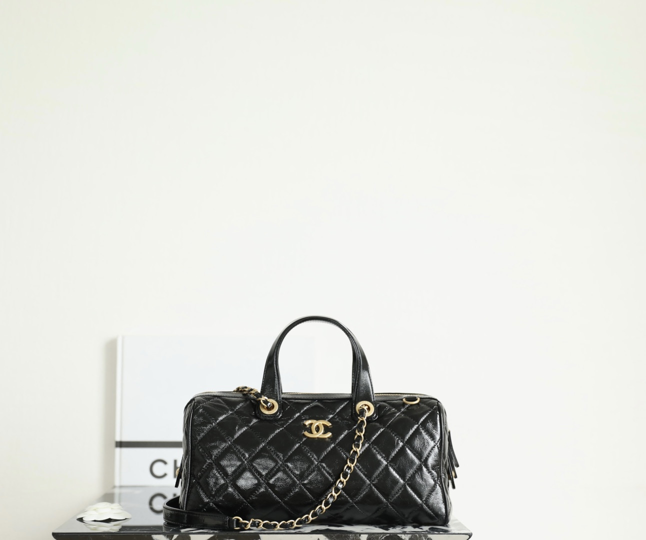 Ch*el large bowling bag as5579 17x31x13cm