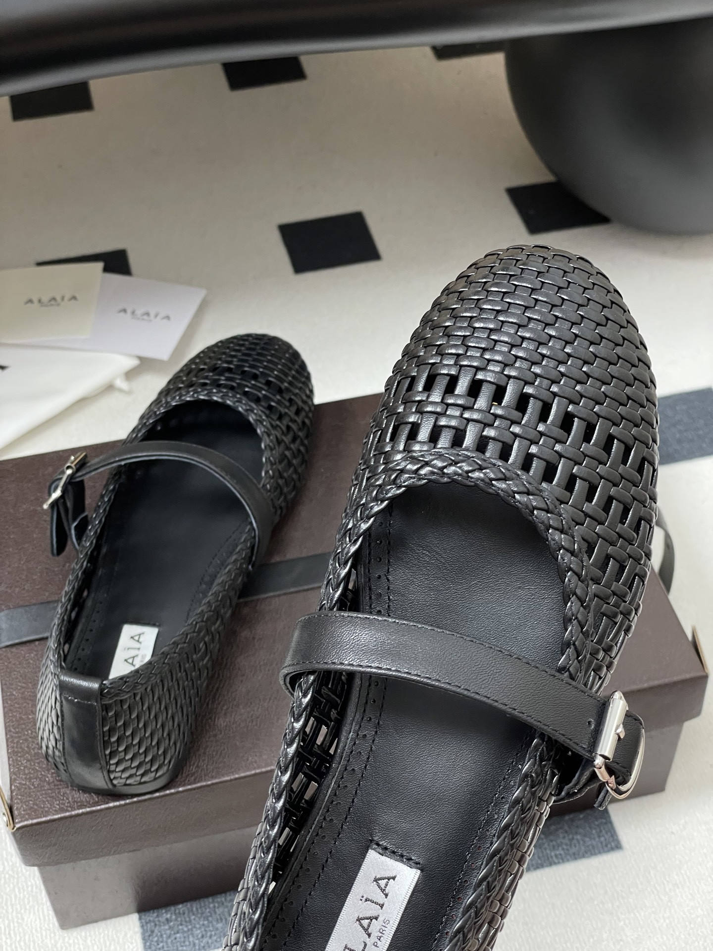 UA Alaïa Hollow Woven Mary Jane Flats(Customized Size 7-10 days production time)