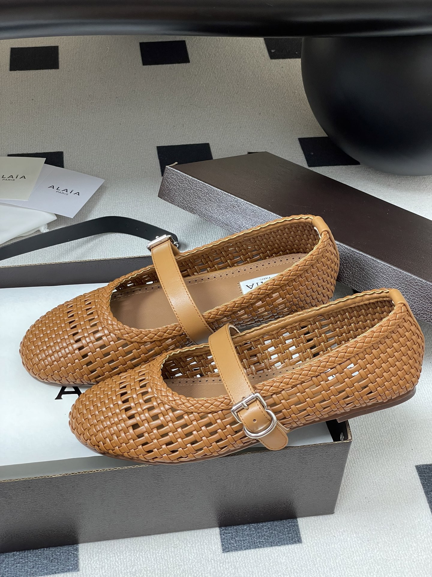 UA Alaïa Hollow Woven Mary Jane Flats(Customized Size 7-10 days production time)
