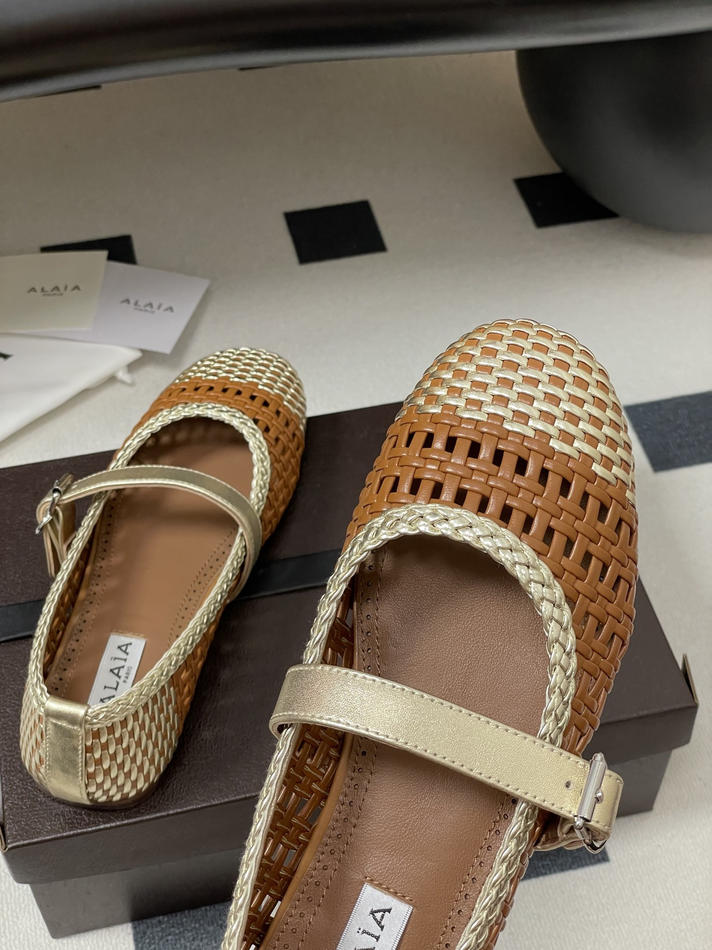UA Alaïa Hollow Woven Mary Jane Flats(Customized Size 7-10 days production time)