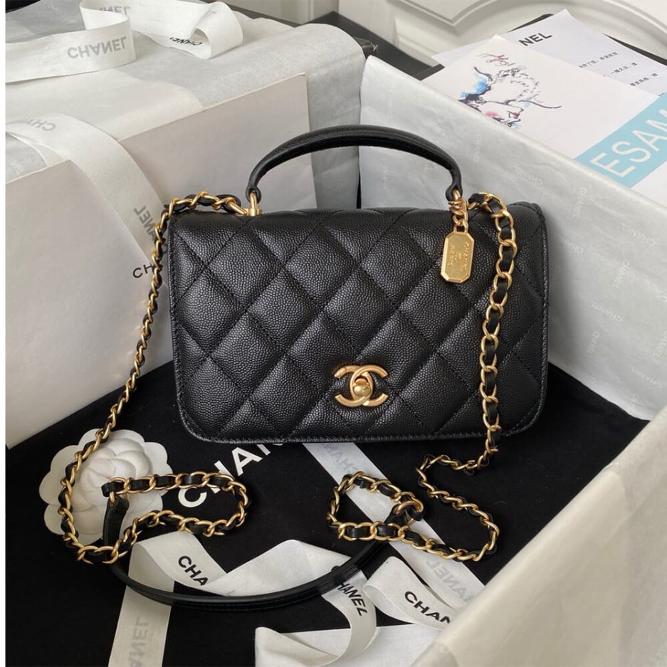 Ch*el mini flap with top handle